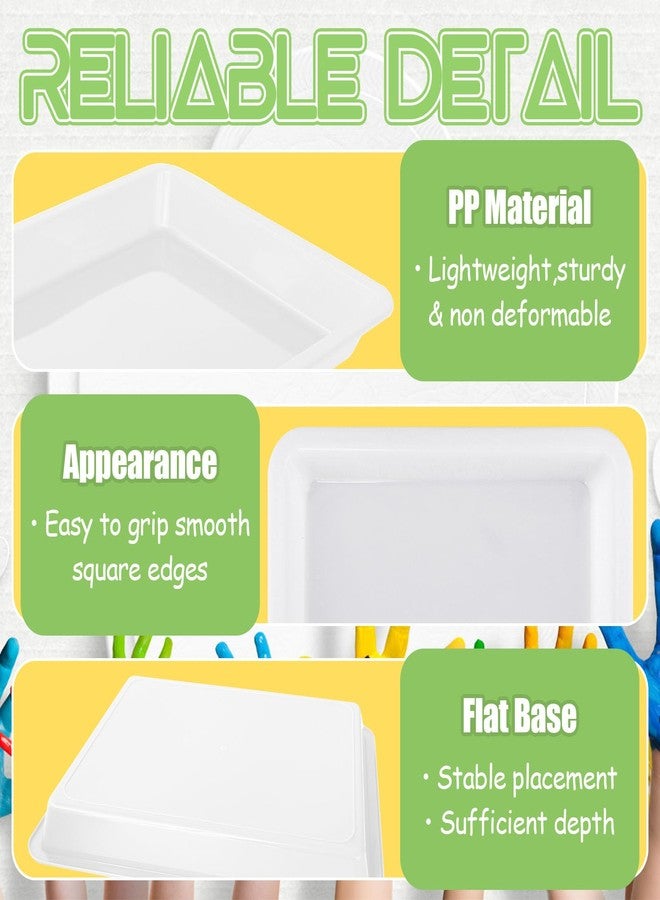 Bvrbaory 12 Pack Plastic Art Trays,Activity Crafts Tray,Stackable Serving Tray for Kids DIY Projects,Painting,School,Home,Beads(White) - Image 3